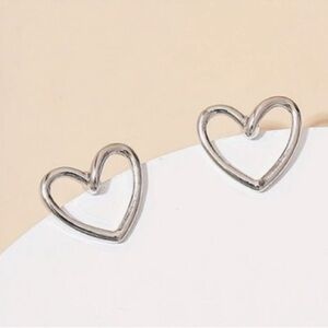 Silver Tone Open Heart Earrings New